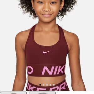 Nike Kids' Maroon and Pink Sports Bra